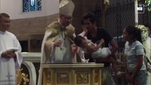 Manila Archbishop Luis Antonio Cardinal Tagle officiates the baptismal at the Manila Cathedral