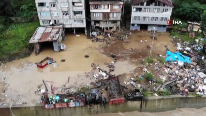 Artvin'in Borçka ilçesindeki sel bölgesi havadan görüntülendi