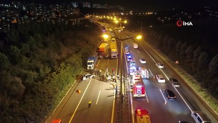 Kocaeli'de 3 kişinin öldüğü kaza alanı havadan görüntülendi