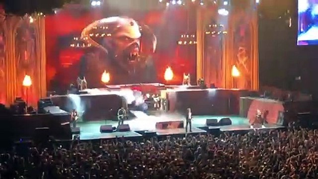 Iron Maiden guitar accidentally flys out of grip - FAIL 2019