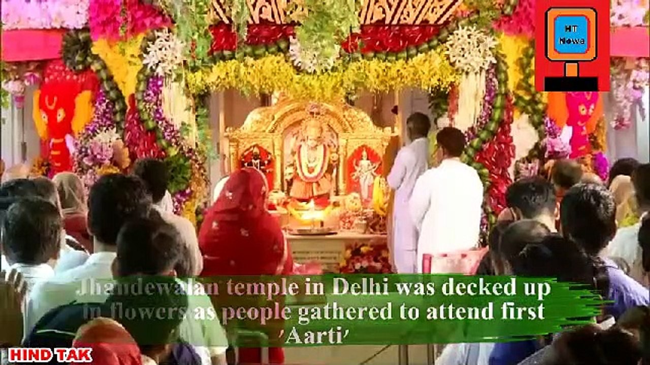 Jhandewalan temple was decked up in flowers as people gathered to attend the first 'Aarti' of the nine-day-long festivities.