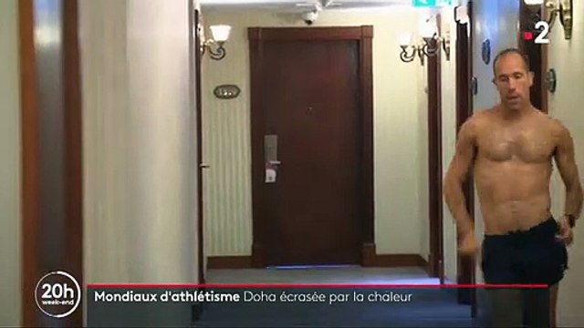 Mondiaux d’athlétisme : Les images surréalistes du champion du monde du 50 km marche, obligé de s'entraîner dans les couloirs de son hôtel pour fuir la chaleur