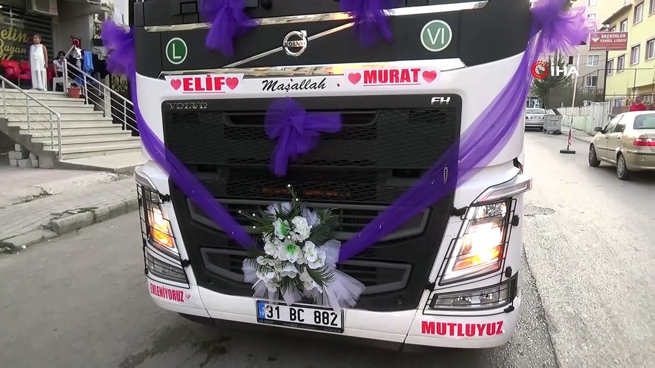 Damat gelin almaya TIR ile gitti
