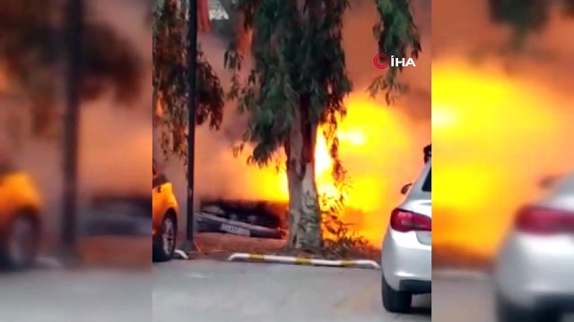 Bir gün önce aldığı otomobil cayır cayır yandı