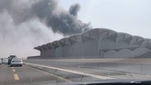 حريق كبير في محطة قطار الحرمين في جدة