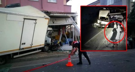 5 kişiye çarpıp markete giren kamyonun korkunç kazası kameraya yansıdı