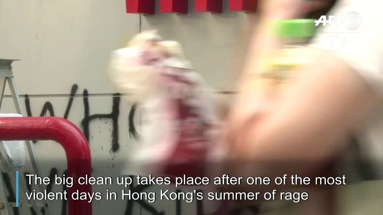 Hong Kong cleans up mess after intense street clashes