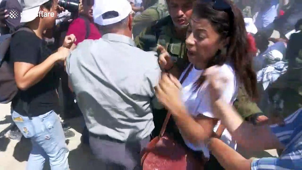 Palestinian activists staging sit-in protest clash with Israeli forces near the Dead Sea