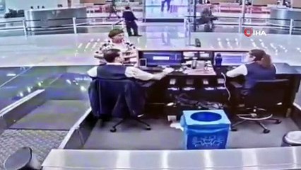 THY görevlisi, deprem sırasında yolcuyu böyle korudu