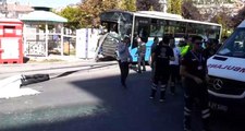 Son dakika: Ankara'da halk otobüsü durağa çarptı! Olay yerinden ilk görüntüler
