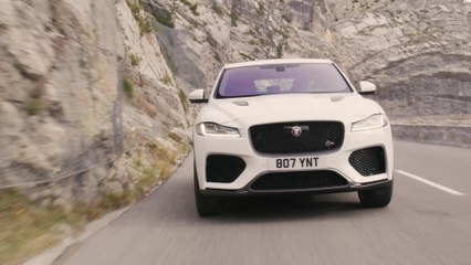 Jaguar F-Pace SVR in Fuji white Driving in Southern France