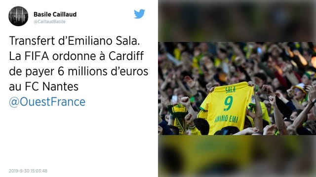 Transfert d’Emiliano Sala. La FIFA ordonne à Cardiff de payer 6 millions d’euros au FC Nantes