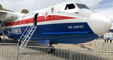 TEKNOFEST'te görücüye çıkan ve Rusya'dan getirilen yangın söndürme uçağının ilk testi Manisa'da yapıldı