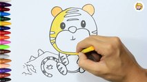 Como dibujar animales - Dibuja un tigre y colorea - Aprende a dibujar con Sim TV Plus