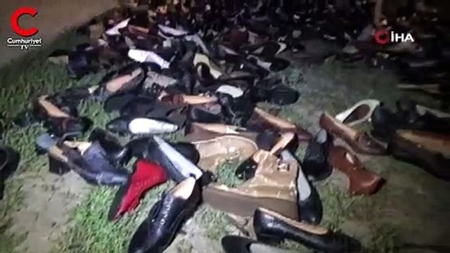 Yol kenarına atılmış ayakkabılar polisi alarma geçirdi