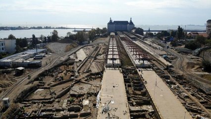 Haydarpaşa kazılarında son durum havadan görüntülendi