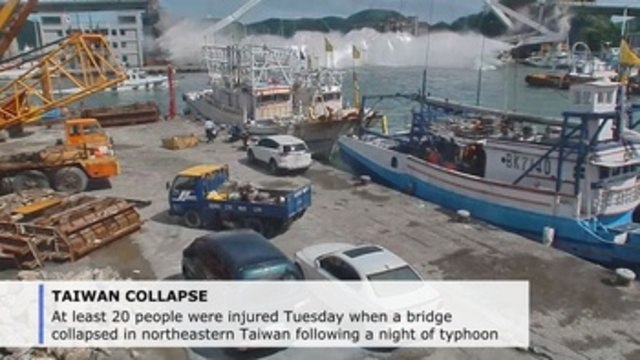 At least 20 injured as bridge collapses in northeastern Taiwan