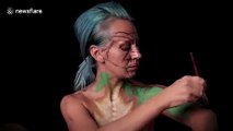 Artist turns herself into terrifying Gremlin with bodypaint illusion