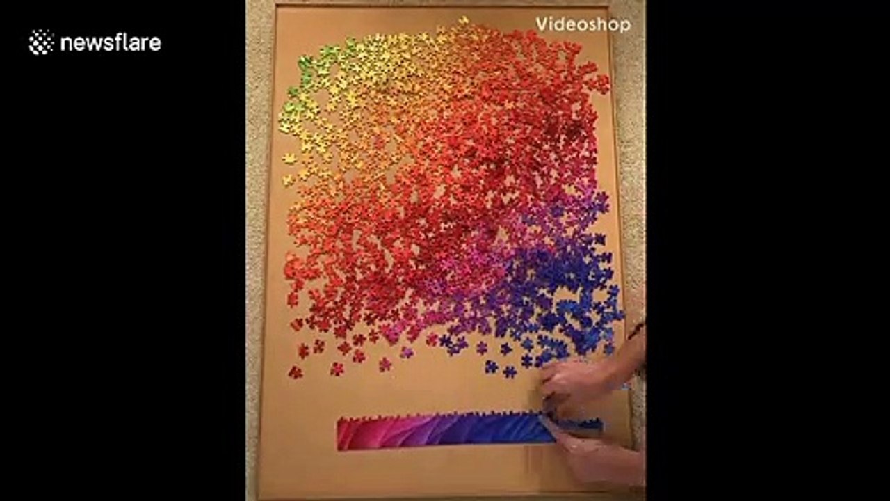 UK student completes rainbow-coloured jigsaw in very satisfying manner