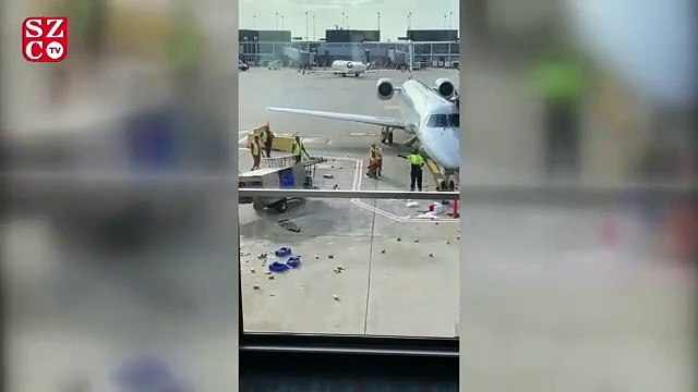 Uçağa çarpmak üzere olan servis aracına böyle durdurdu