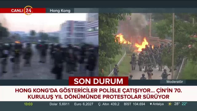 Hong Kong'da Çin'in yıl dönümünde çatışma