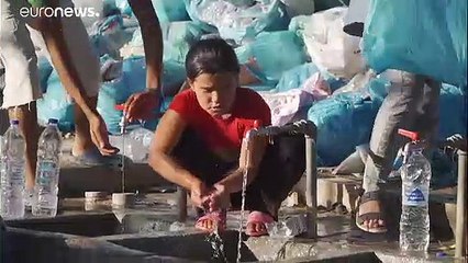 Protestas en el campamento de Moria por la muerte de una mujer