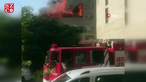 Kartal'da binanın çatısı alev alev yandı