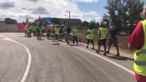 La marcha de pensionistas vascos a Madrid atraviesa Burgos