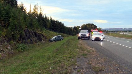Sortie de route sur la Transcanadienne à Saint-Basile