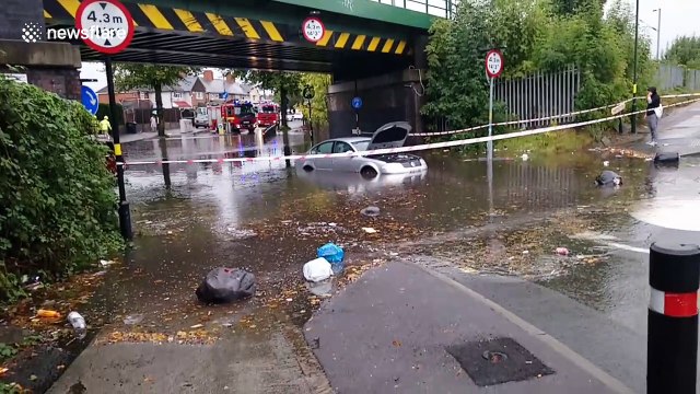 Cars stranded in floodwater as torrential rain batters Birmingham