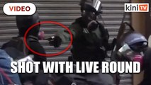 Hong Kong protester shot by police at close range
