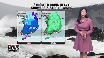 Télécharger la video: Typhoon Mitag brings heavy showers and strong winds to Korea