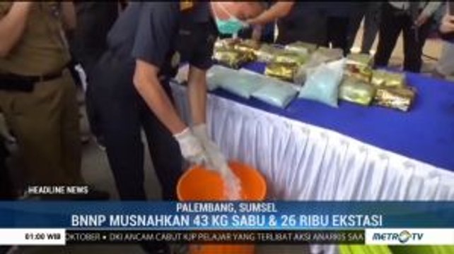 BNNP Sumsel Musnahkan 43 Kilogram Sabu dan Ribuan Pil Ekstasi
