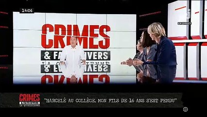 Le témoignage bouleversant, hier, dans "Crimes" sur NRJ12, de la maman de Christopher, 16 ans, qui s'est pendu après avoir été harcelé à l'école: "Ils l'ont écrasé..."