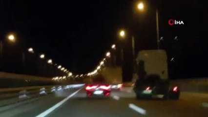 Otoyolda kazaya davetiye çıkartacak görüntüler