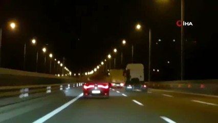 Otoyolda kazaya davetiye çıkartacak görüntüler