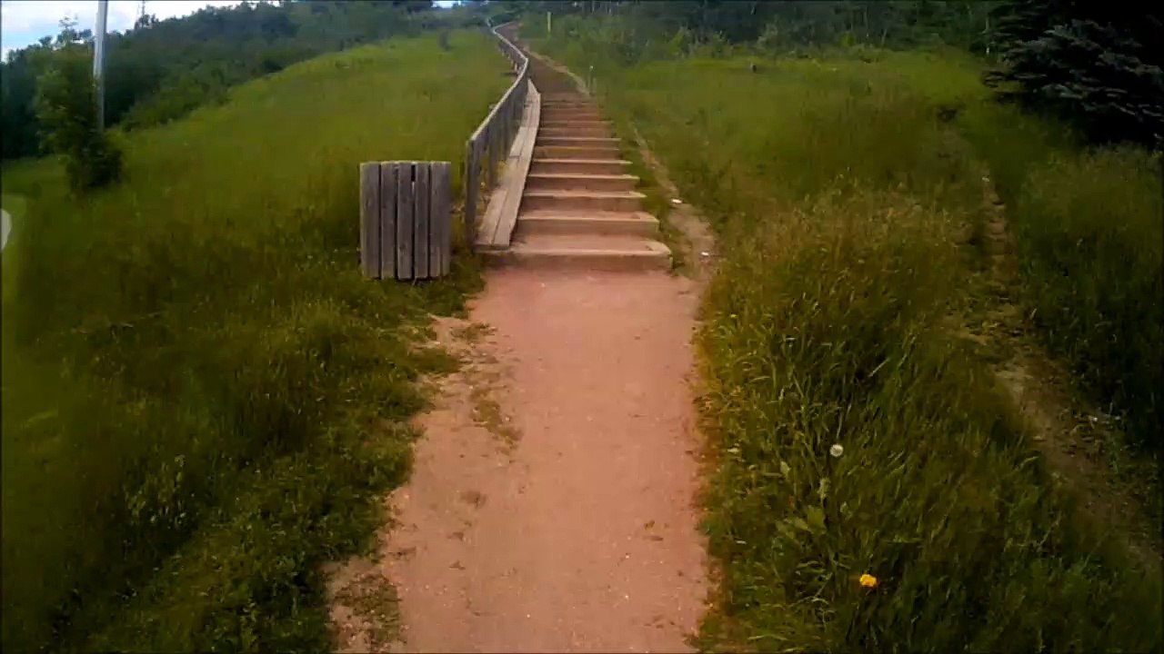 MCH 205 GOING UP THE TALLEST STAIRS IN RED DEER ALBERTA CANADA.