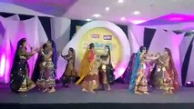 Girls dancing on stage in garba dance