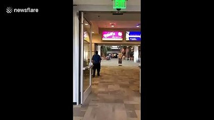 Hilarious scene as little boy in cast SWERVES mom to greet dad