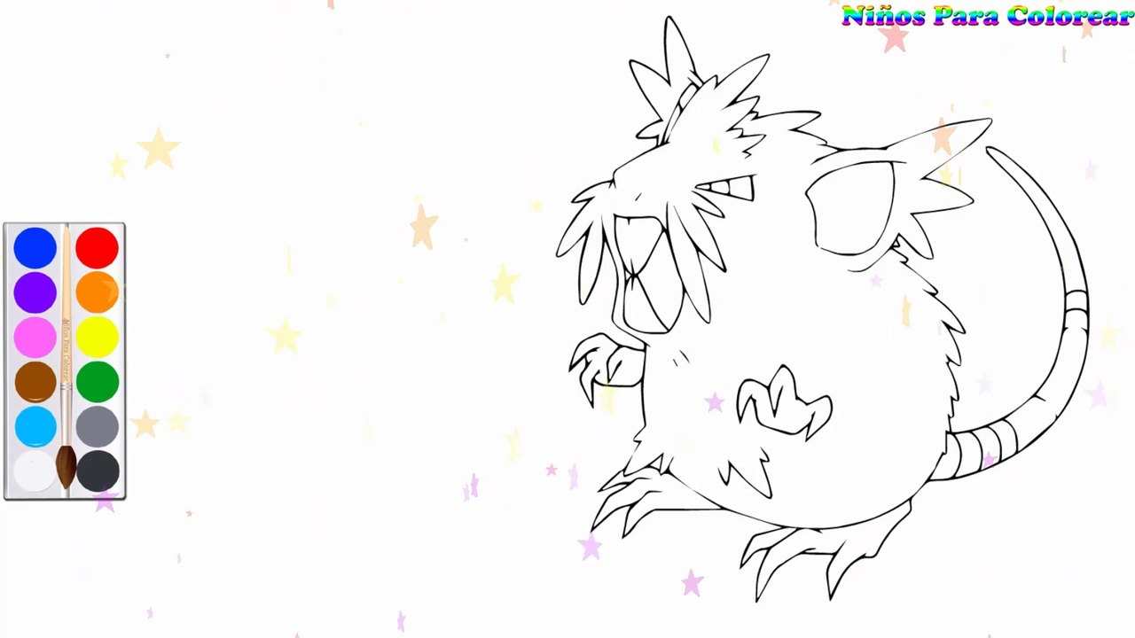 Coloration La souris - Raticate Pokémon | Peindre pour les jeunes enfants et dessiner pour les enfants