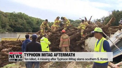 Ten killed, 4 missing after Typhoon Mitag slams southern S. Korea