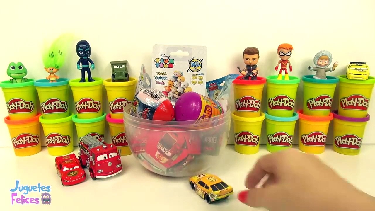 Huevo Sorpresa Gigante de Rayo McQueen de la Pelicula de Disney Cars en Espanol de Plastilina