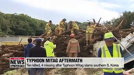 Ten killed, 4 missing after Typhoon Mitag slams southern S. Korea