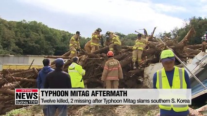 Twelve killed, 2 missing after Typhoon Mitag slams southern S. Korea