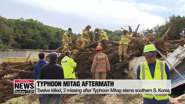 Twelve killed, 2 missing after Typhoon Mitag slams southern S. Korea