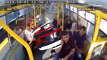 5 kişinin yaralandığı kaza otobüsün güvenlik kamerasında