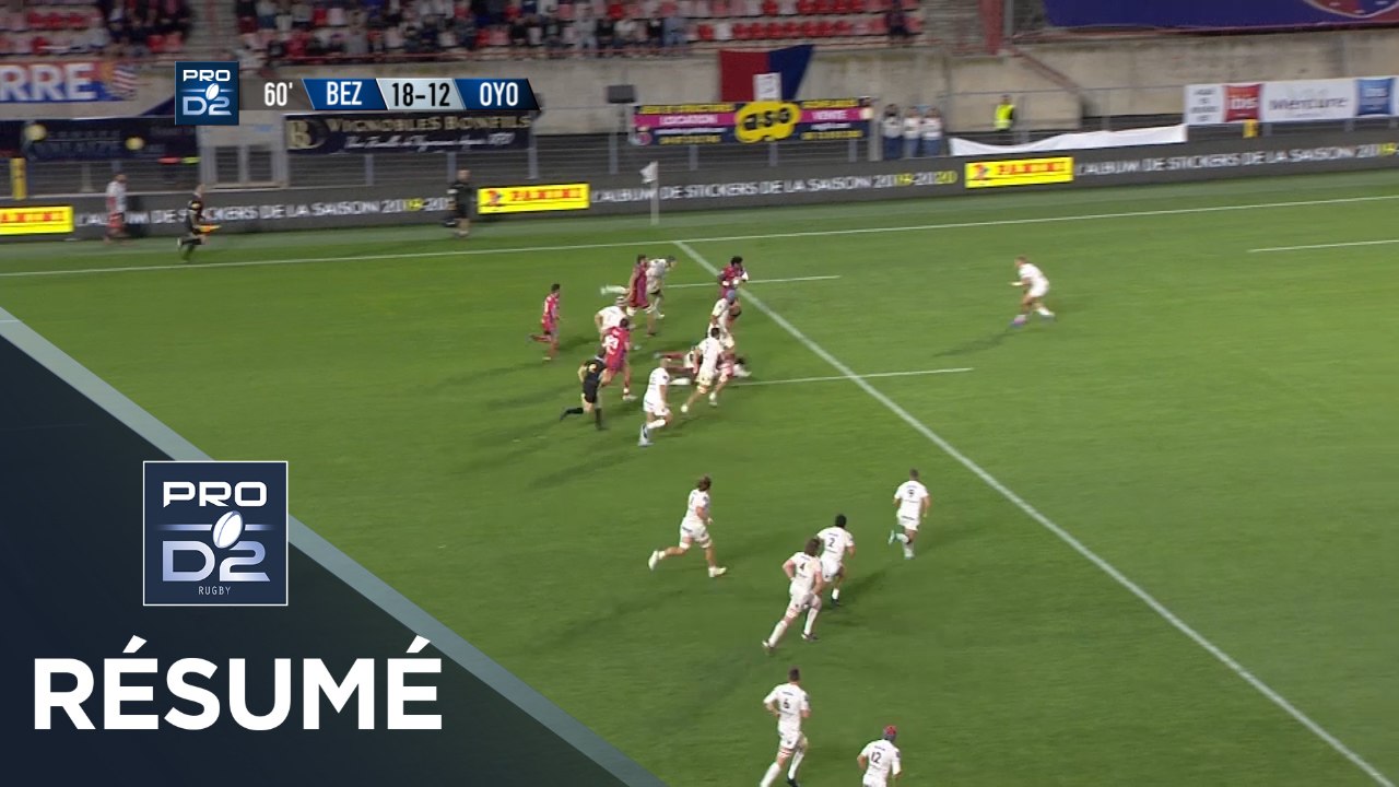 PRO D2 - Résumé Béziers-Oyonnax: 20-15 - J06 - Saison 2019/2020