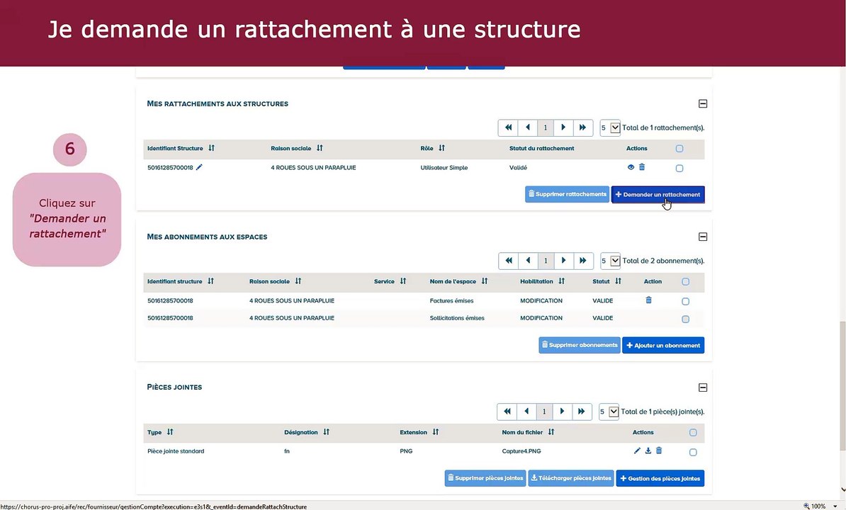 Tutoriel Chorus Pro V2 - Demander un rattachement et accéder aux espaces (utilisateurs simples)