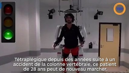 Un exosquelette permet à un tétraplégique de marcher