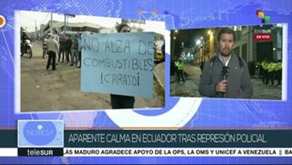 Aparente calma en Ecuador tras represión policial